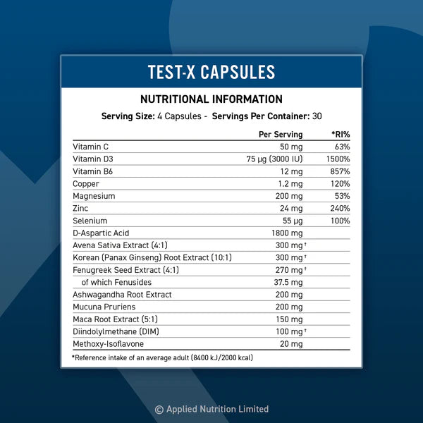 Test X Capsules by Applied Nutrition | 120 Capsules